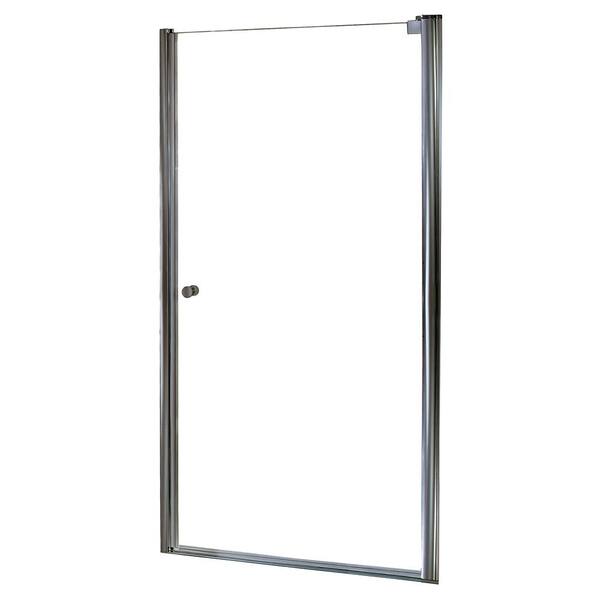 CRAFT + MAIN Cove 26.5 in. to 28.5 in. x 72 in. H Semi-Framed Pivot Shower Door in Brushed Nickel with 1/4 in. Clear Glass