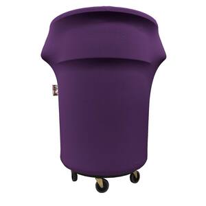 Spandex Cover Fitted for 55 Gal. Trash Can on Wheels in Purple