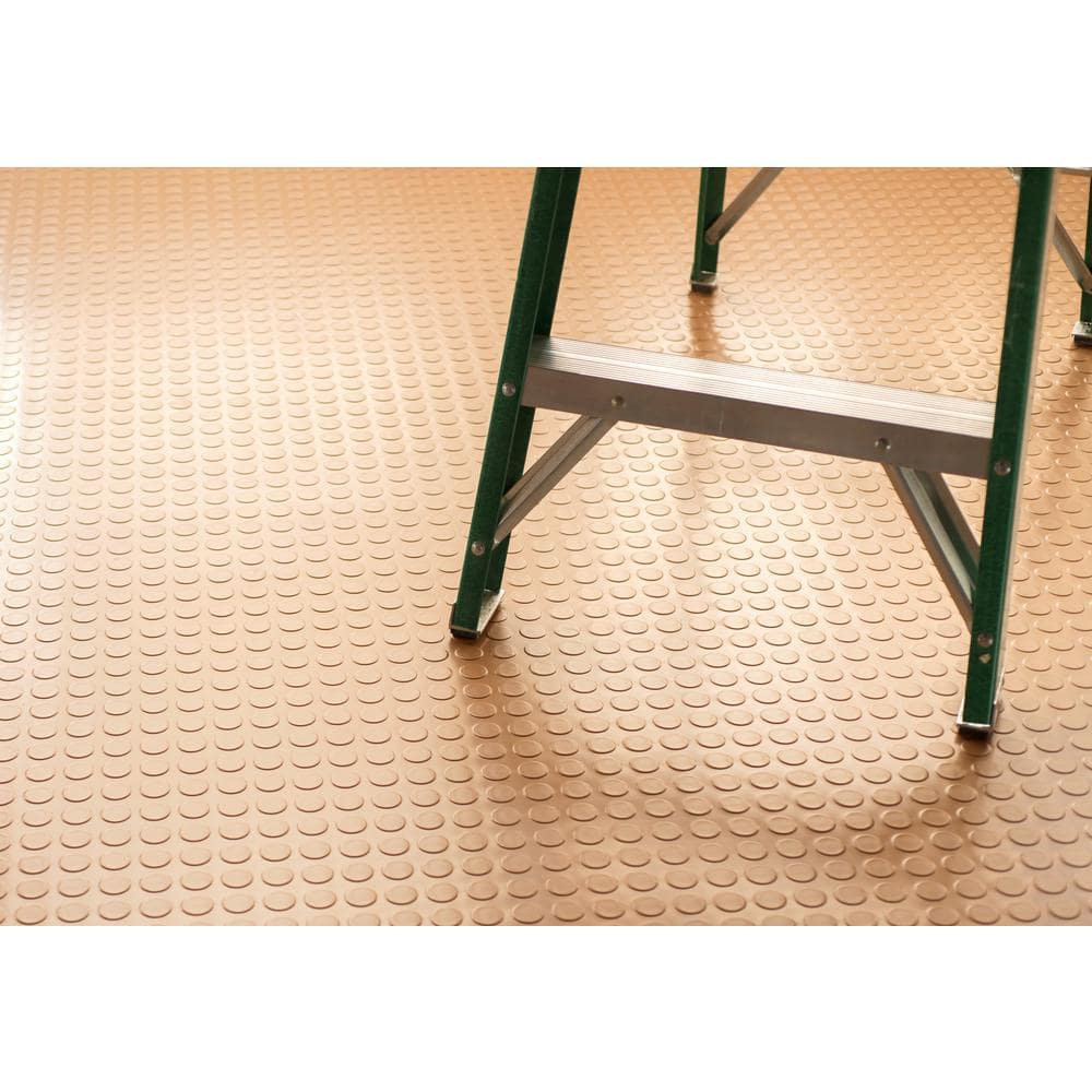 Sandstone Raised Coin Pattern Vinyl Garage Flooring Mat, 7.5 ft. x 17 ft.