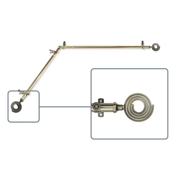 Unbranded 28 in. to 48 in. Adjustable 13/16 in. Corner Window Curtain Rod in Antique Brass with Michelle Finials