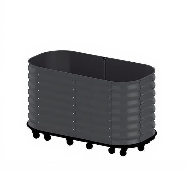 Garvee 59 in. x 23.6 in. x 27.5 in. Galvanized Steel Self-Watering Raised Garden Bed in Gray with Water Reservoir and Wheels
