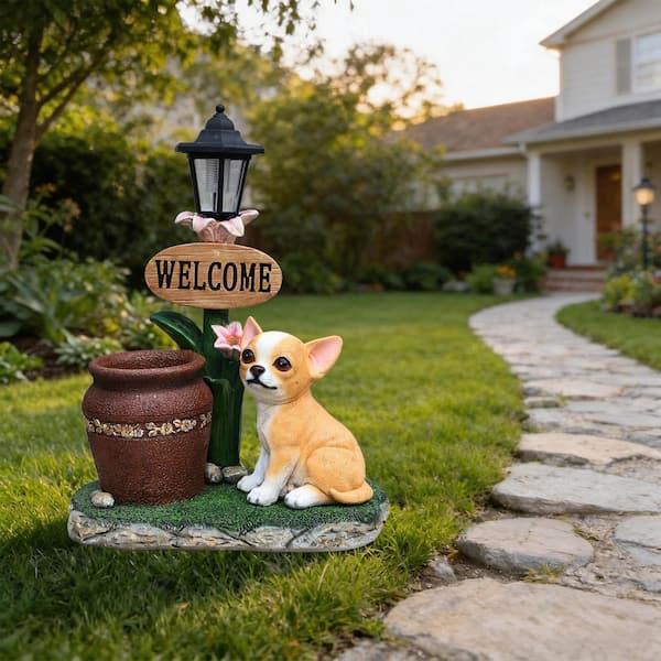 Garden Dog Statue Decoration, 16.1 in. L x 9.5 in. W x 15.4 in. H