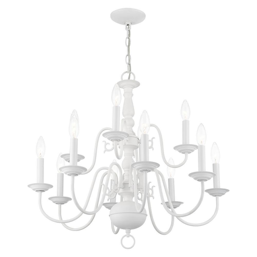 Elegant White Crystal 12-Light Traditional Chandelier