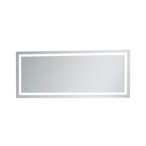 Timeless 30 in. W x 72 in. H Framed Rectangular LED Light Bathroom Vanity Mirror in Silver