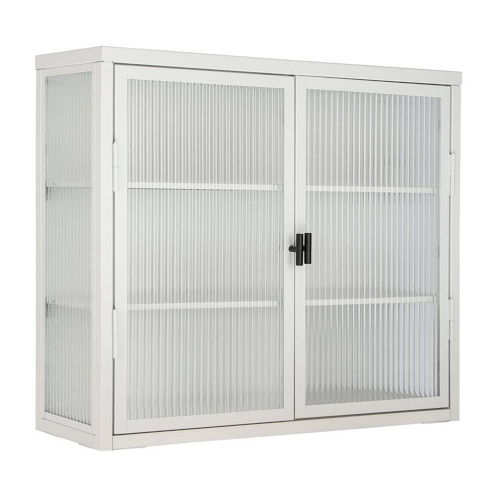 27.6 in. W x 9.1 in. D x 23.6 in. H Bathroom Storage Wall Cabinet in White 