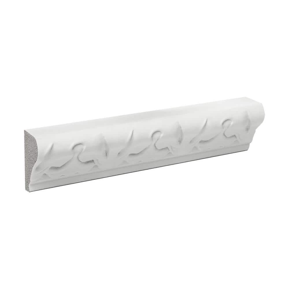 6-Inch White Recycled Polystyrene Leaf Panel Moulding