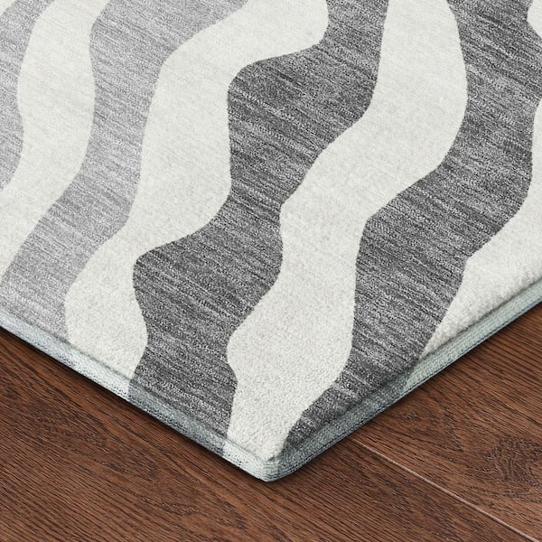 Mayfield Premium Machine Washable Abstract AMF2523 Gray 2 ft. x 3 ft. Accent Rug