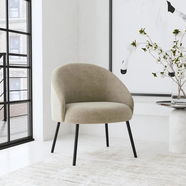 Homepop Modern Taupe Velvet Accent Chair with Black Ebony Metal Legs