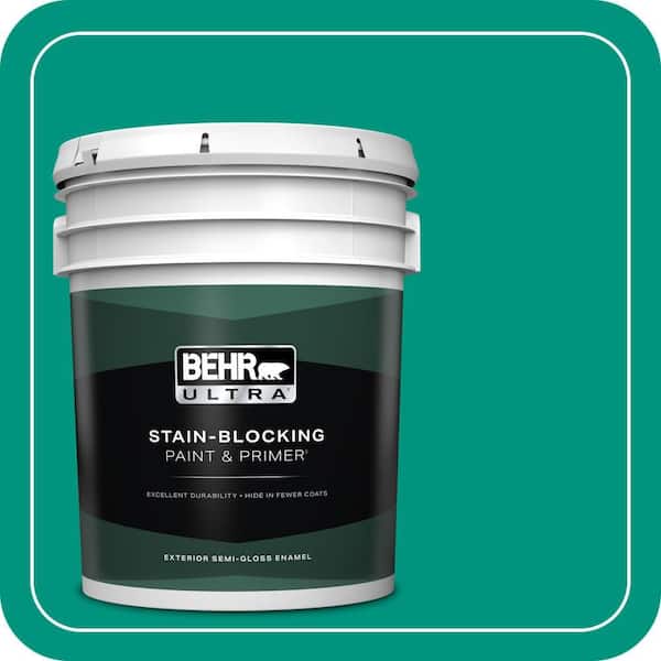 BEHR ULTRA 5 gal. #S-G-480 Aqua Waters Semi-Gloss Enamel Exterior Paint & Primer