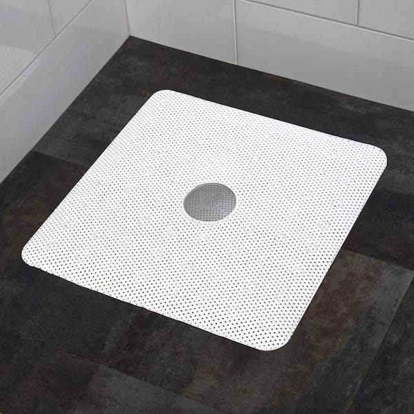 Shower Stall Foam Bath Mat Soft Durable Nonslip Surface Pad White 24 x 24 in 