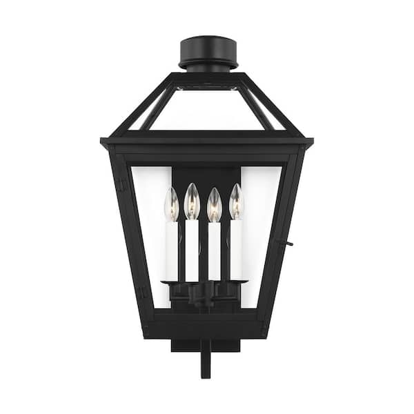 Generation Lighting Hyannis Black Outdoor Hardwired Extra Large Wall Lantern Sconce with No Bulbs Included