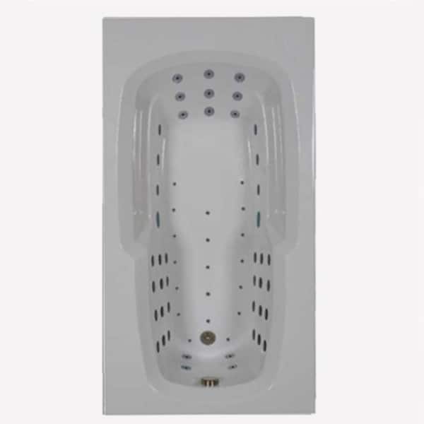 Comfortflo Physical Therapy 66 in. x 32 in. Acrylic Rectangular Drop-in Whirlpool and Air Bathtub with Reversible Drain in Biscuit