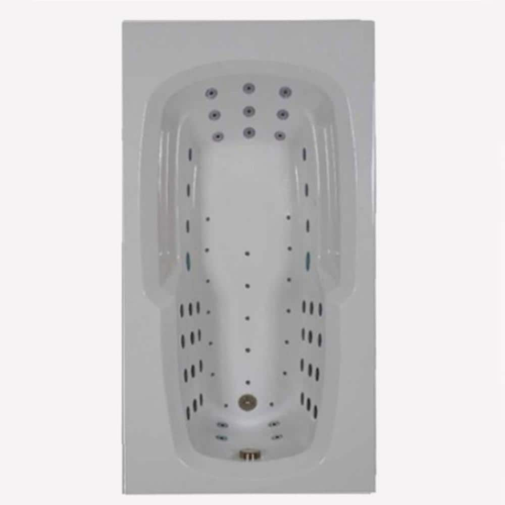 60 in. Acrylic Rectangular Drop-in Whirlpool and Air Bathtub in Bone -  Comfortflo, C6036PTB Bo