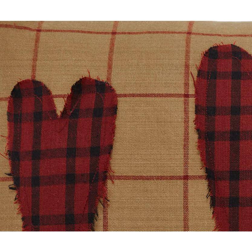 Burgundy Heart Applique Rectangular Cotton Pillow 9.5x14
