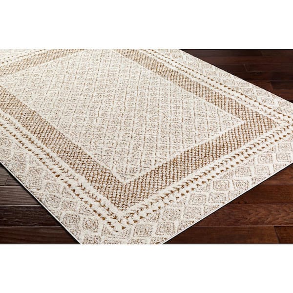 Freud Brown 9 ft. x 12 ft. Border Indoor Area Rug