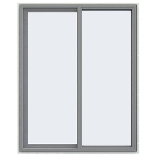 JELD-WEN 47.5 in. x 59.5 in. V-4500 Series Gray Painted Vinyl Left-Handed Sliding Window with Fiberglass Mesh Screen