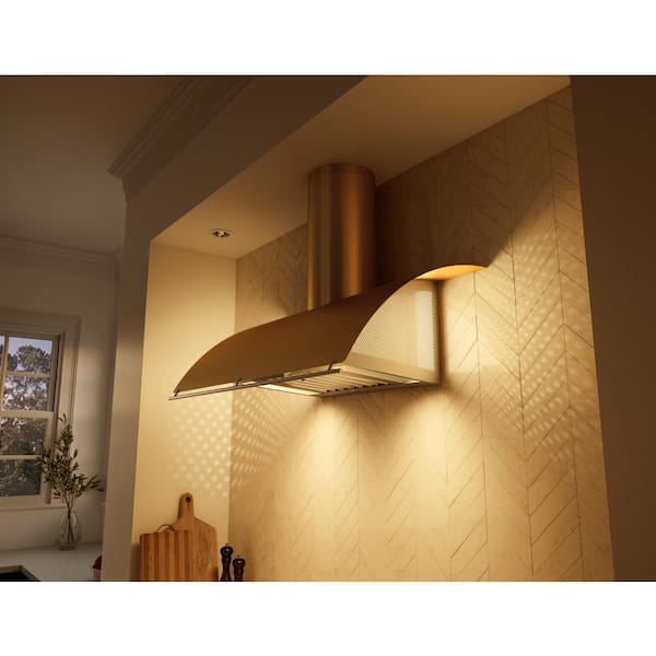 Okeanito 36 in. Shell Only Wall Mount Range Hood with LED Lights in Brushed  Gold