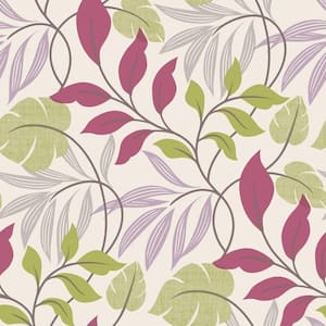 Eden Purple Modern Leaf Trail Strippable Roll Wallpaper (Covers 56 sq. ft.)