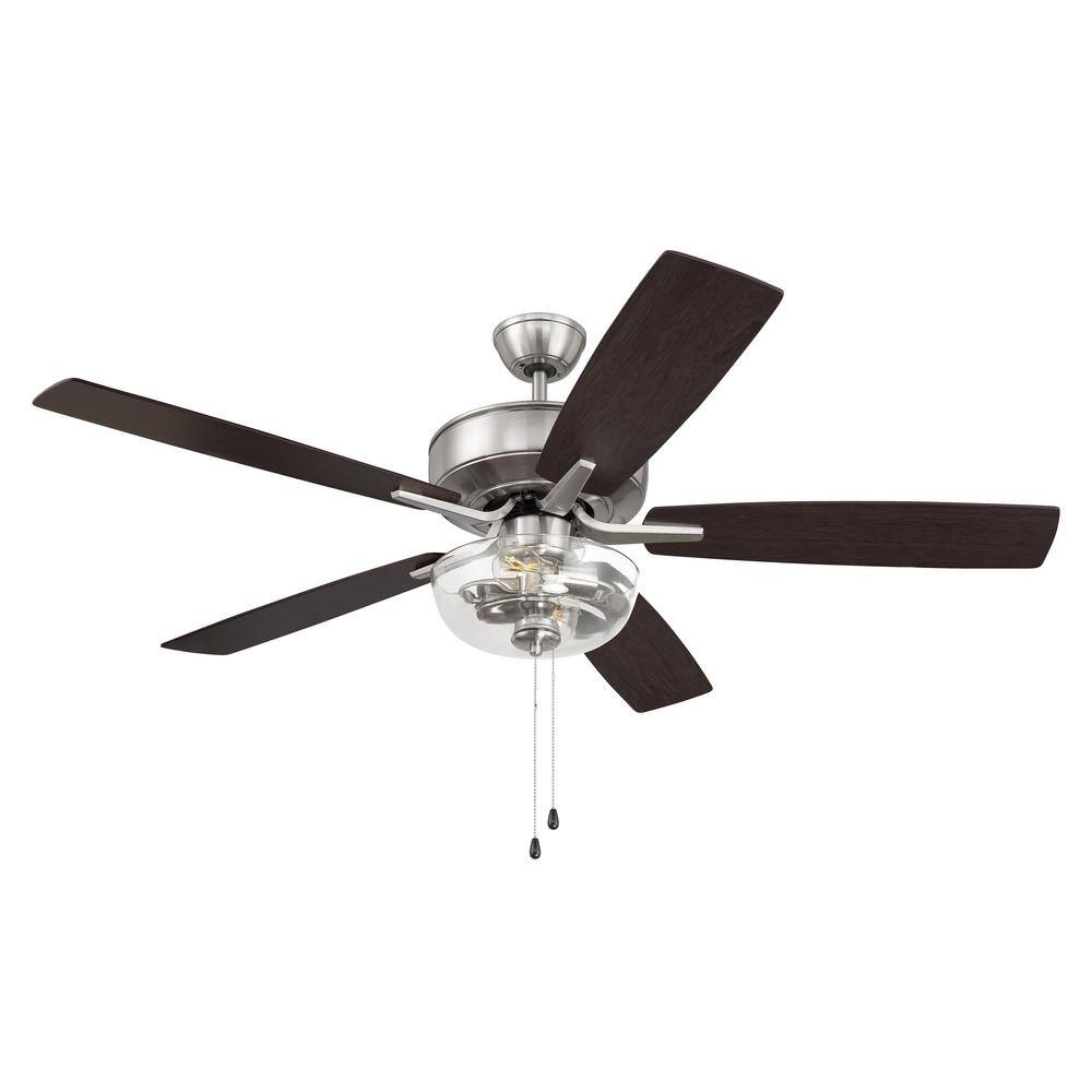 Brushed Nickel 52" Ceiling Fan with Clear Glass Light Kit