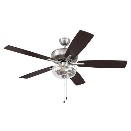Pro Plus-101 52 in. Indoor Dual Mount Brushed Polished Nickel Ceiling Fan with Optional LED Clear Bowl Light Kit Ceiling Fans With Lights