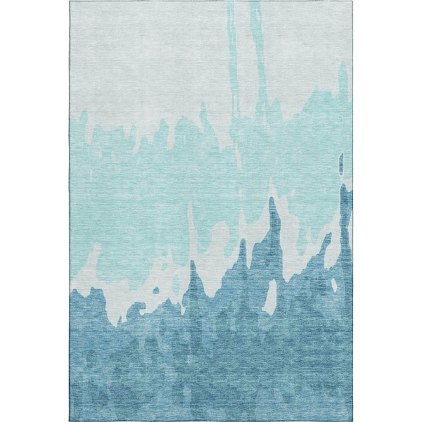 Addison Rugs Mayfield Premium Machine Washable Abstract AMF961 Teal 3 ft. x 5 ft. Area Rug