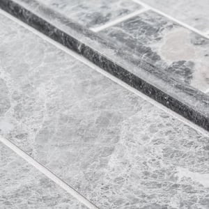 Tundra Grey .75 in. x 11.875 in. Marble Wall Pencil Tile (1 Linear Foot)