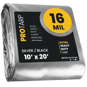 10 ft. x 20 ft. Silver/Black 16 Mil Heavy Duty Polyethylene Tarp, Waterproof, UV Resistant, Rip and Tear Proof