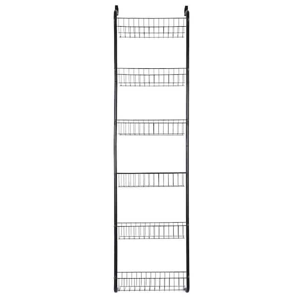 6-Tier Over-the-Door Organizer - Carbon Steel Hanging Storage Rack in Black
