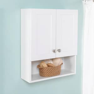 Lancaster 21 in. W x 8 in. D x 26 in. H Surface-Mount Shaker Bathroom Storage Wall Cabinet in White