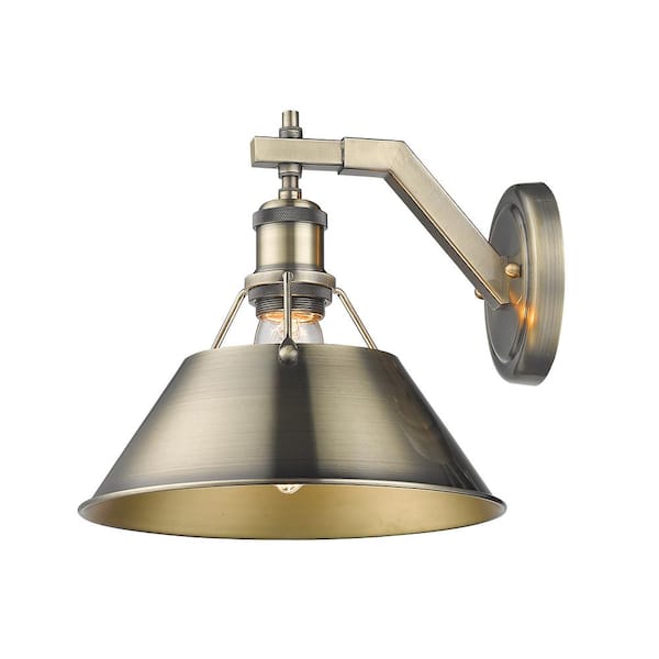 Golden Lighting - Orwell AB 1-Light Aged Brass Sconce with Aged Brass Shade