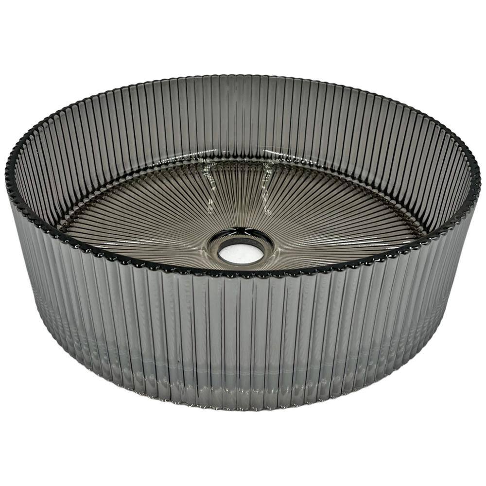 Smoky Gray 16" Tempered Glass Circular Vessel Sink