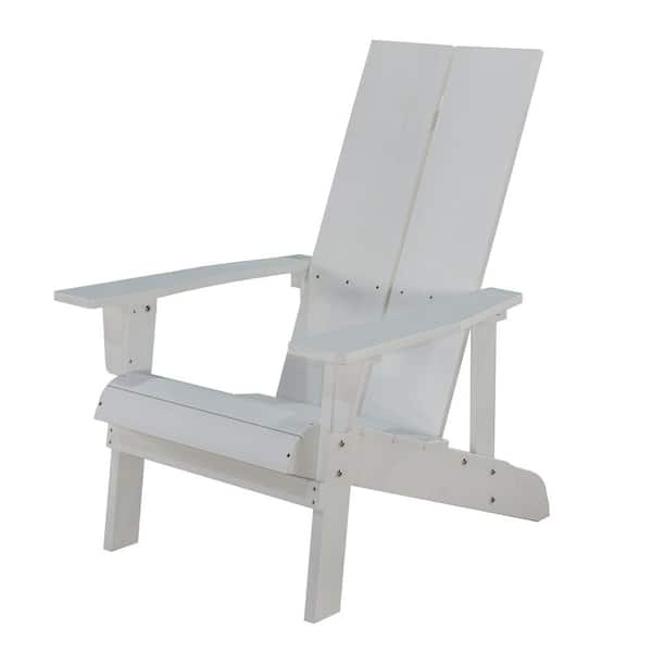 Mondawe Sunset Modern Weather Patio Outdoor Curveback White Plastic Wood Adirondack Chair (1-Pack)