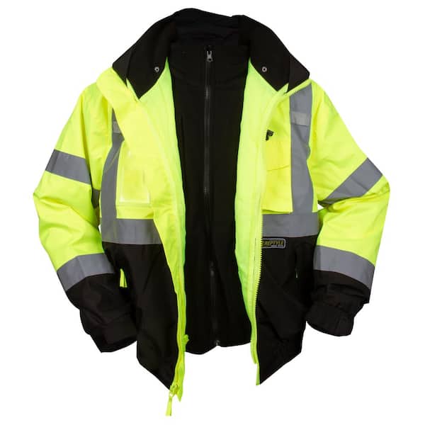 Cordova Reptyle Type R Class XL 3-in-1 Bomber Jacket in Lime with Zip-Out Fleece  Jacket and Detachable Hood J301-XL The Home Depot