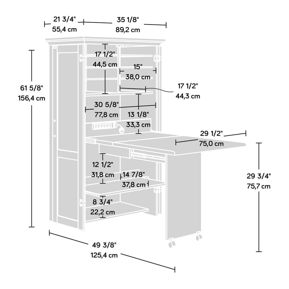 Timber Oak Brown Storage Craft and Sewing Armoire