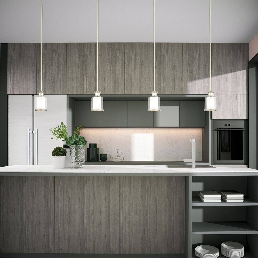 Polished Nickel Modern Mini Pendant Light with Handcrafted Glass