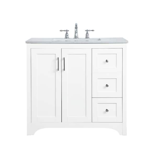 Timeless Home 36 In W X 22 D 34 H Single Bathroom Vanity White With Calacatta Quartz Th34036white The Depot - 34 Inch Bathroom Vanity Tops