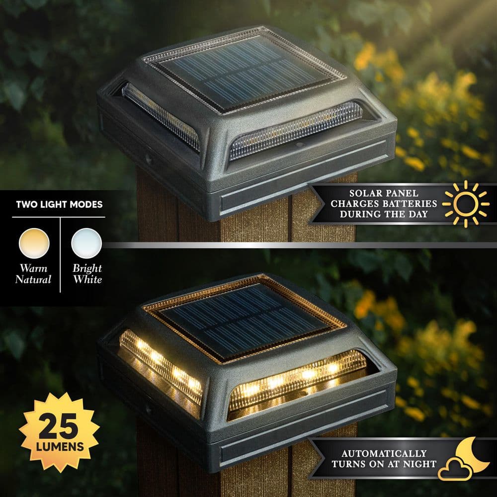 Muskoka Black Aluminum LED Solar Post Cap Light Multipack