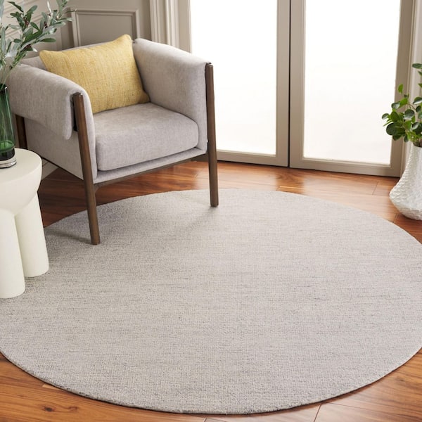 Ebony 6 ft. x 6 ft. Light Gray/Ivory Solid Modern Round Area Rug