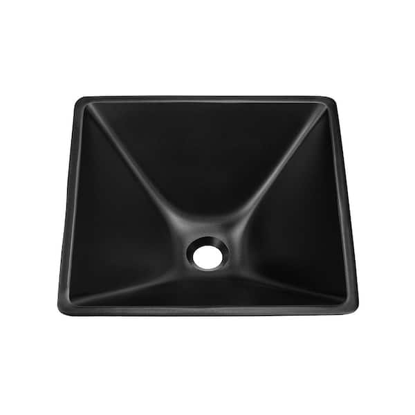 Swiss Madison Claire 15.5 in. Square Glass Vessel Sink in Black