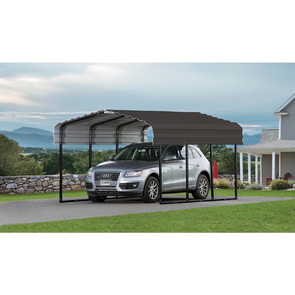 10 ft. x 15 ft. Charcoal Galvanized Steel Carport Canopy