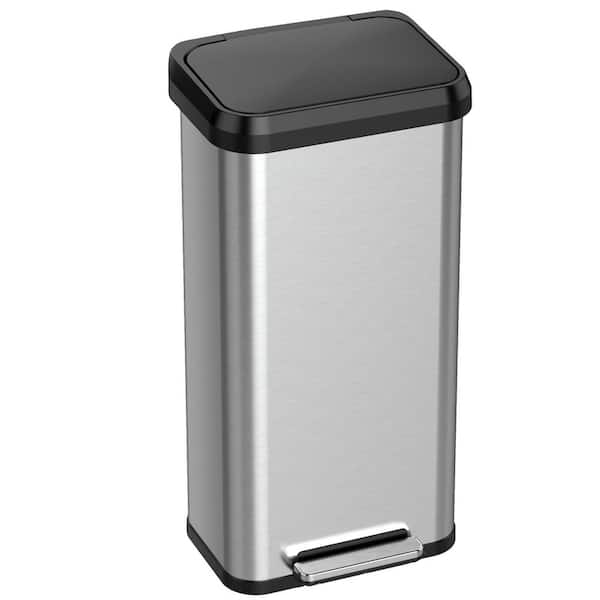 iTouchless 20 Gal. / 75 Liter Stainless Steel Rectangular Household Metal Trash Can with Step Pedal Lid