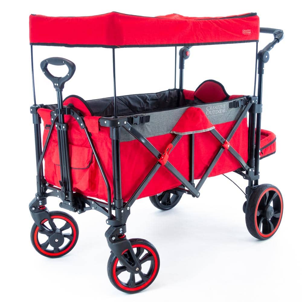 21 cu.ft. Metal Folding Garden Cart Platinum Series in Red