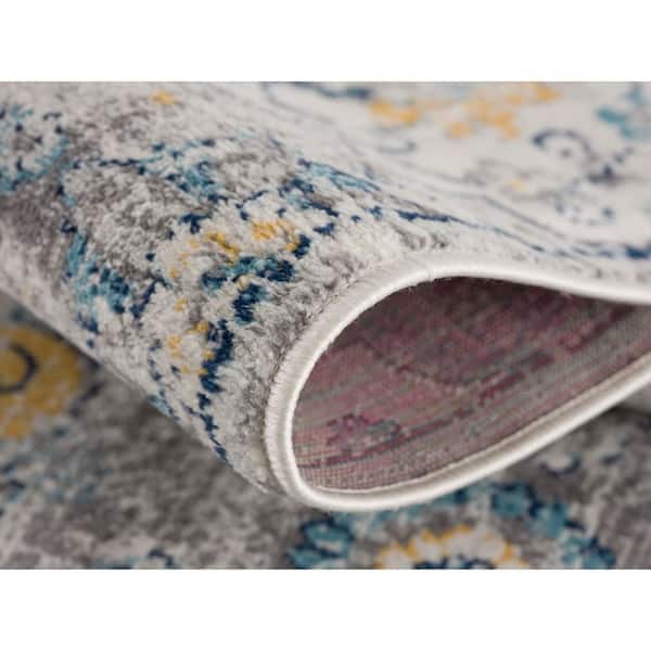 Savannah Blue Grey, Contemporary 2 ft. x 30 ft. Mid-Century Modern Indoor Runner Rug