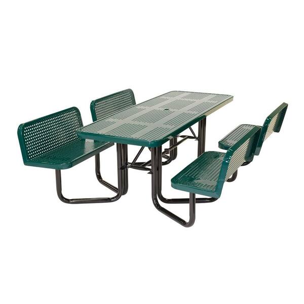 Suncast Commercial Split Bench Perforated Green Picnic Table