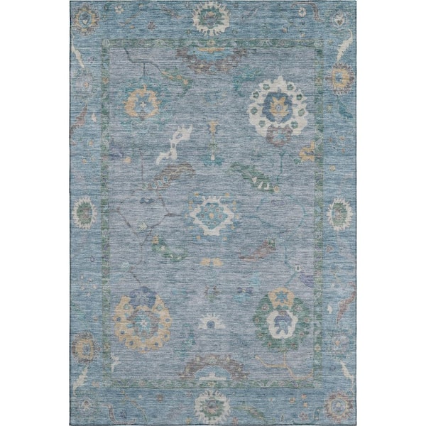 Mayfield Premium Machine Washable Abstract AMF2229 Sky 10 ft. x 14 ft. Area Rug
