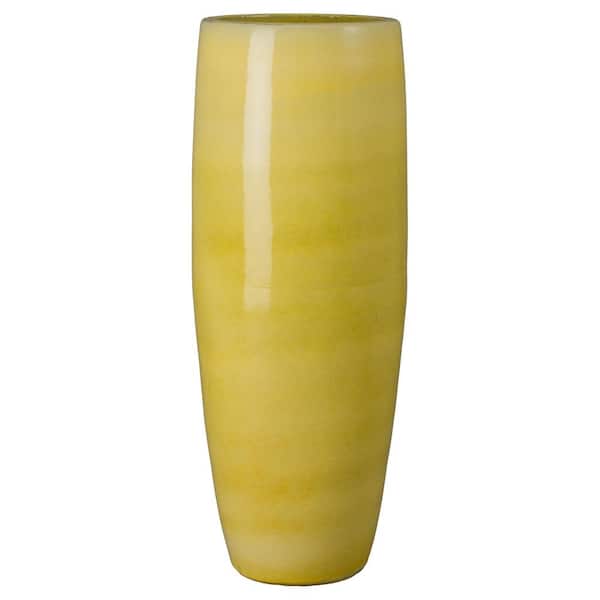 Emissary 19 in. L x 47 in. H Yellow Snow Ceramic Round Cigar Jar with High-Fire Treatment