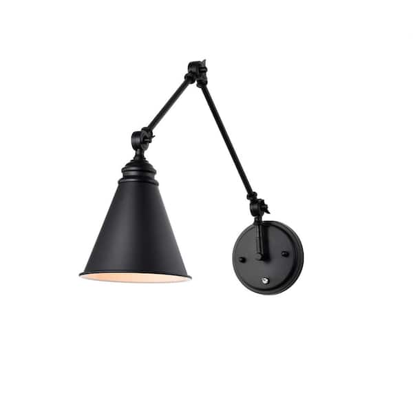Warehouse of Tiffany Esmeralda 7 in. 1-Light Indoor Matte Black Finish Wall Sconce with Light Kit