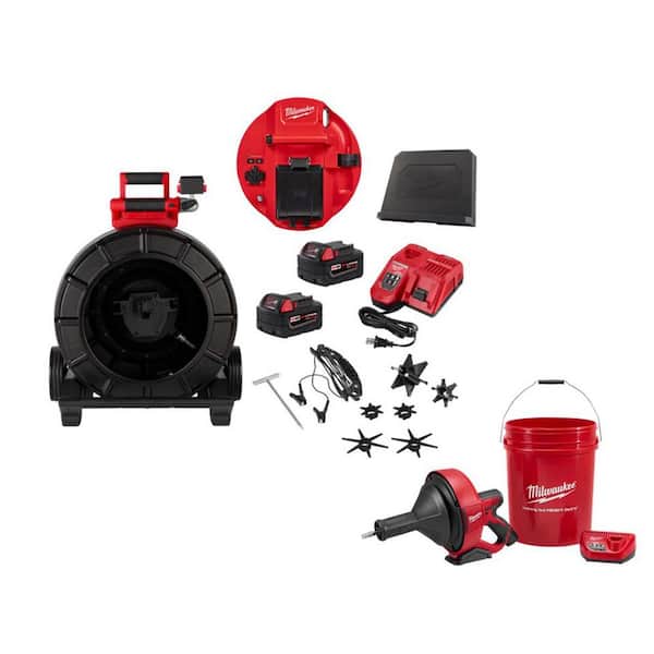 M18 18-Volt Lithium-Ion Cordless 200 ft. Mid-Stiff Pipeline Sewer Camera System Kit with M12 Drain Snake Auger Kit