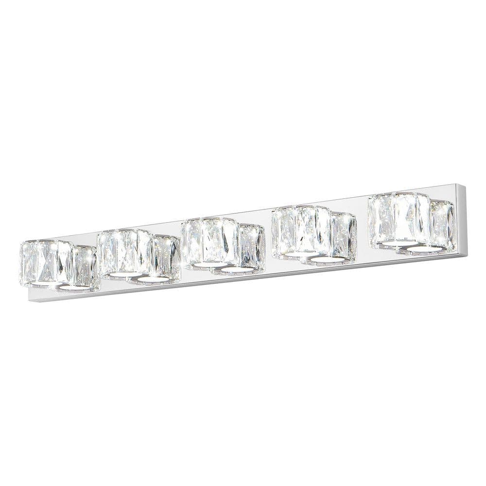 34.6 in. 5 Chrome Vanity Light Fixture with Crystal Shades price history on PriceWatchPro
