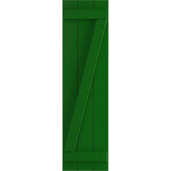 Ekena Millwork True Fit 16-1/8 in. x 47 in. PVC 3-Joined Board and Batten Shutters with Z-Bar Pair in Viridian Green